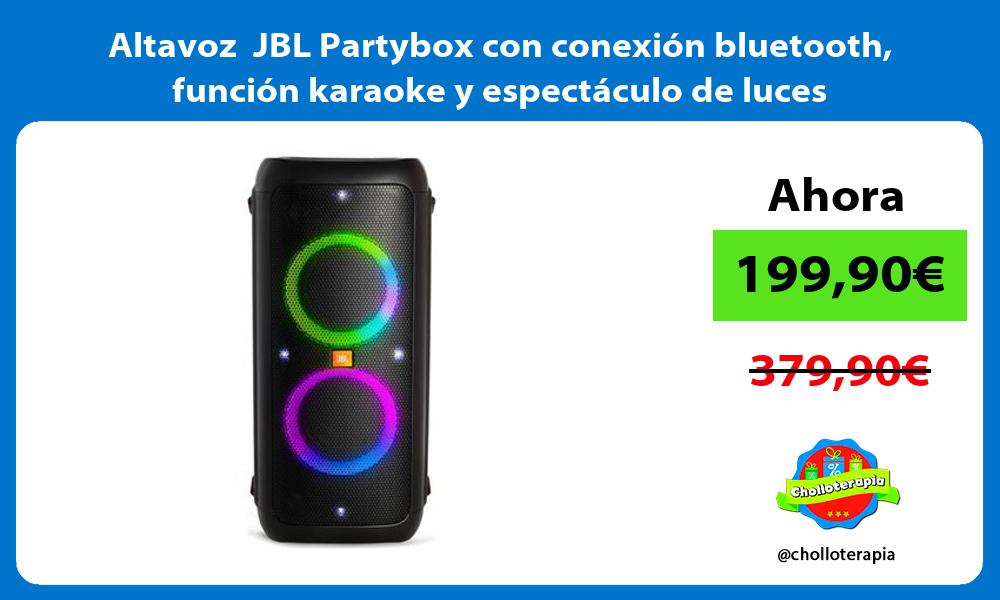 Altavoz JBL Partybox con conexión bluetooth función karaoke y espectáculo de luces