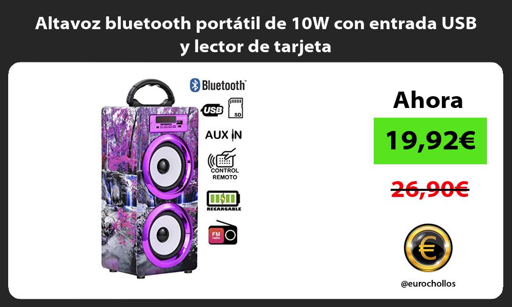 Altavoz bluetooth portátil de 10W con entrada USB y lector de tarjeta
