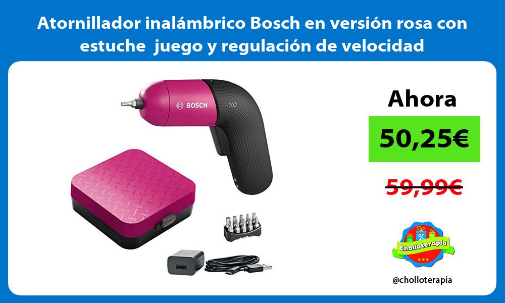 Atornillador inalámbrico Bosch en versión rosa con estuche juego y regulación de velocidad