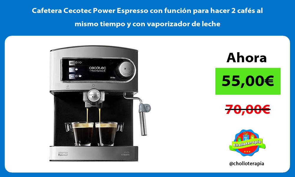 Cafetera Cecotec Power Espresso con función para hacer 2 cafés al mismo tiempo y con vaporizador de leche
