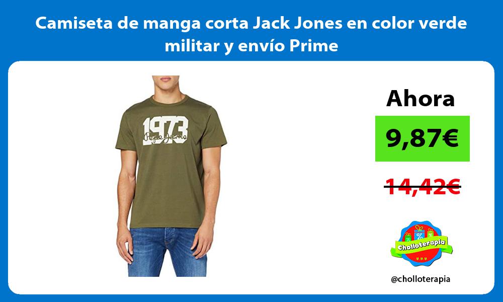 Camiseta de manga corta Jack Jones en color verde militar y envío Prime