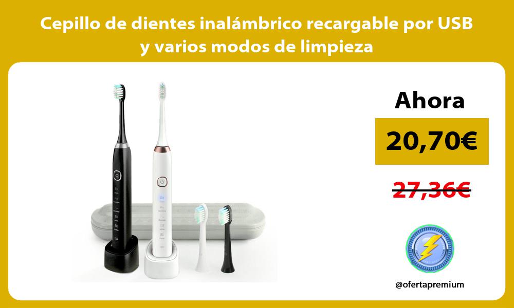 Cepillo de dientes inalámbrico recargable por USB y varios modos de limpieza