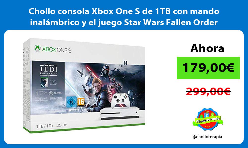 Chollo consola Xbox One S de 1TB con mando inalámbrico y el juego Star Wars Fallen Order