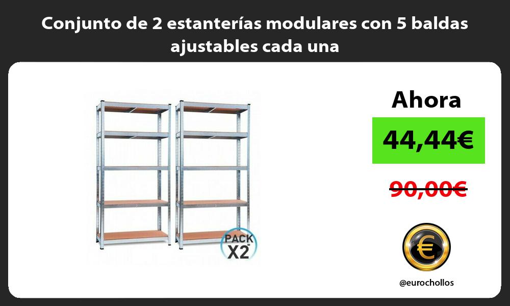 Conjunto de 2 estanterías modulares con 5 baldas ajustables cada una