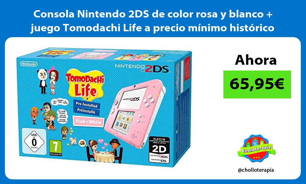 Consola Nintendo 2DS de color rosa y blanco juego Tomodachi Life a precio mínimo histórico