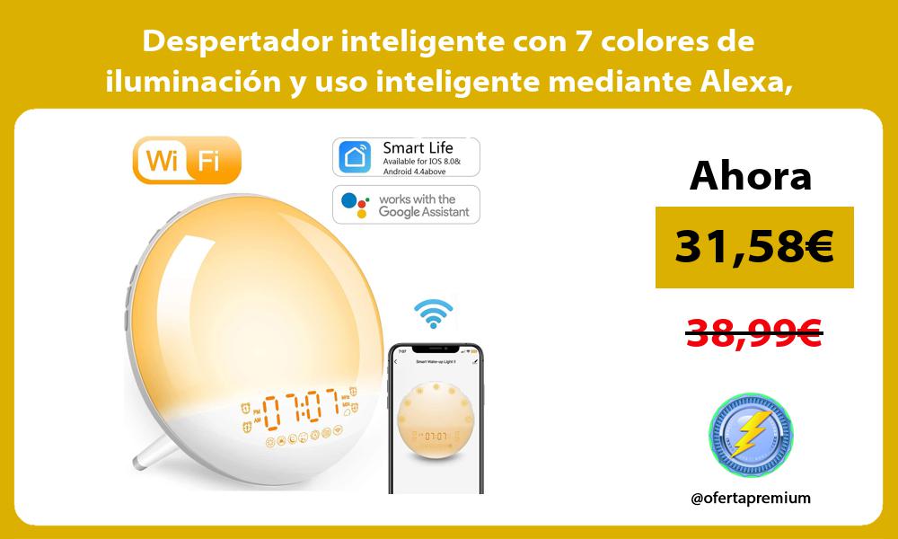 Despertador inteligente con 7 colores de iluminación y uso inteligente mediante Alexa Google y APP