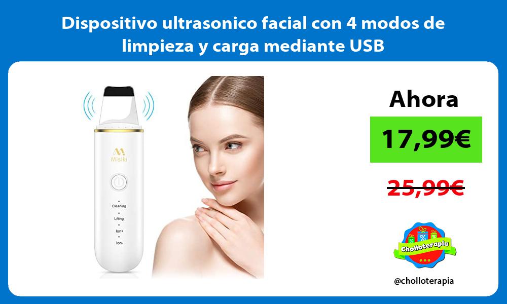 Dispositivo ultrasonico facial con 4 modos de limpieza y carga mediante USB