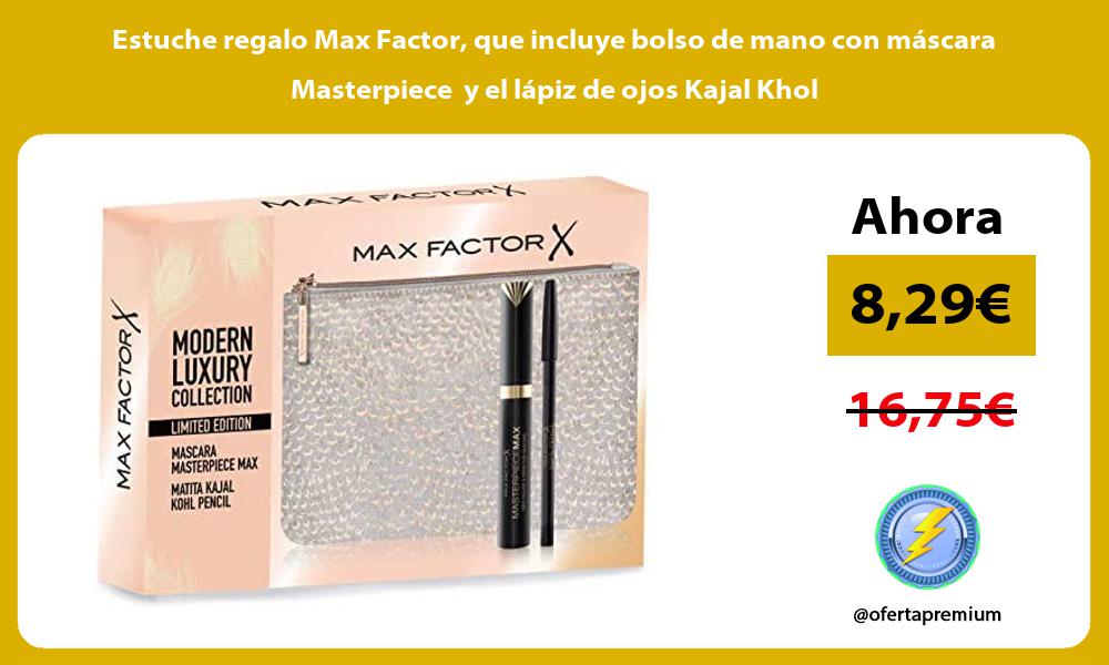 Estuche regalo Max Factor que incluye bolso de mano con máscara Masterpiece y el lápiz de ojos Kajal Khol