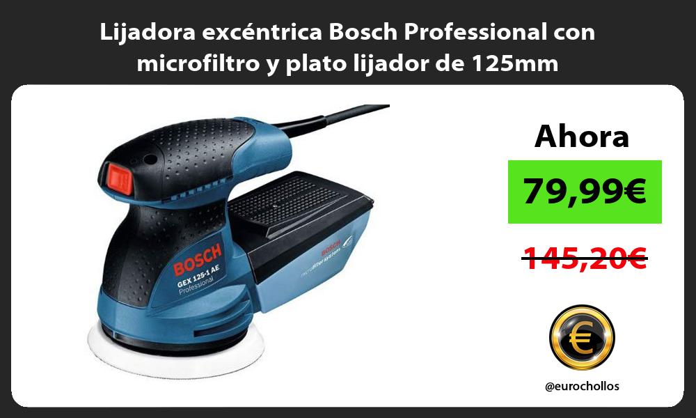 Lijadora excéntrica Bosch Professional con microfiltro y plato lijador de 125mm