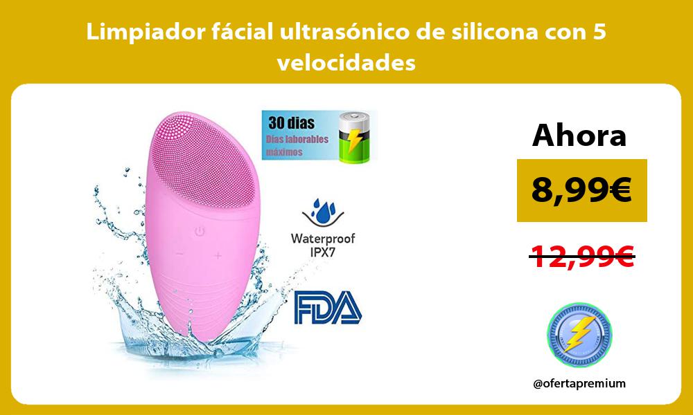Limpiador fácial ultrasónico de silicona con 5 velocidades