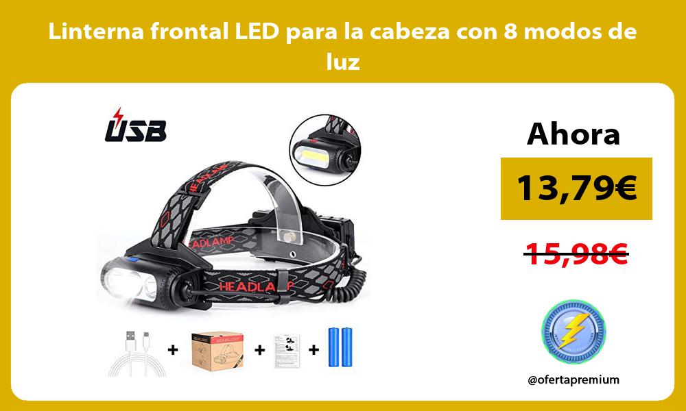 Linterna frontal LED para la cabeza con 8 modos de luz