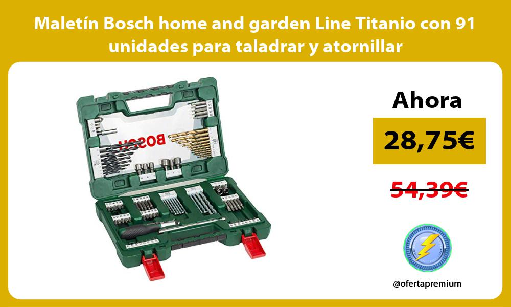 Maletín Bosch home and garden Line Titanio con 91 unidades para taladrar y atornillar