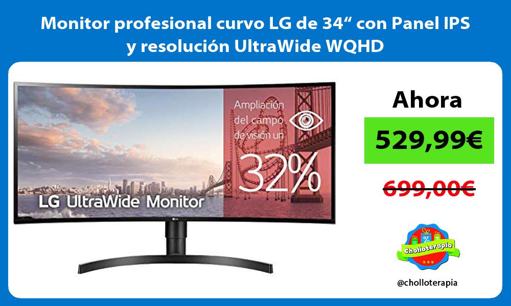 Monitor profesional curvo LG de 34“ con Panel IPS y resolución UltraWide WQHD