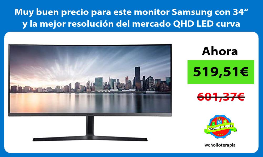 Muy buen precio para este monitor Samsung con 34“ y la mejor resolución del mercado QHD LED curva