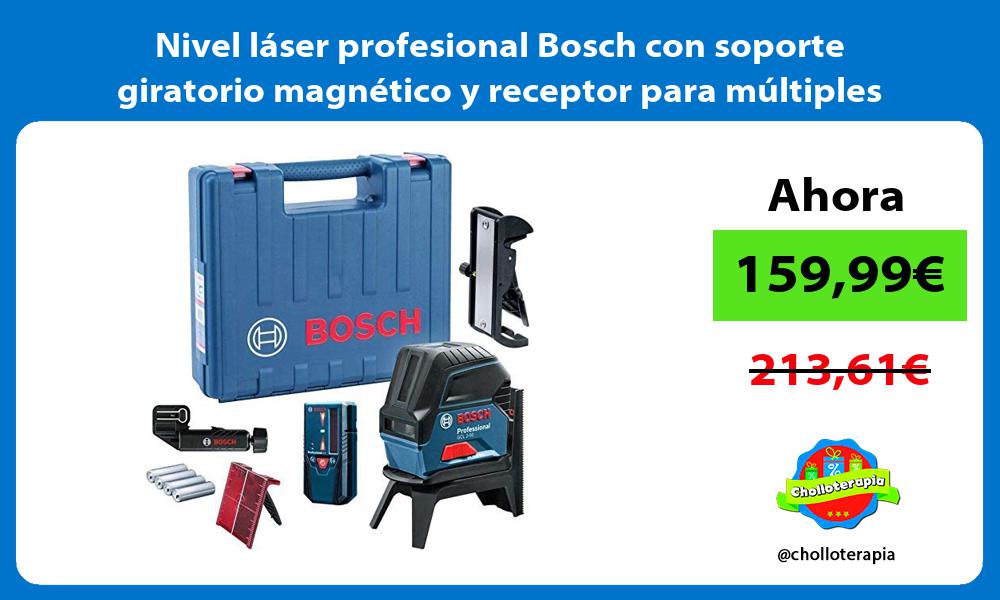 Nivel láser profesional Bosch con soporte giratorio magnético y receptor para múltiples funciones