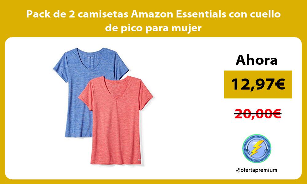 Pack de 2 camisetas Amazon Essentials con cuello de pico para mujer