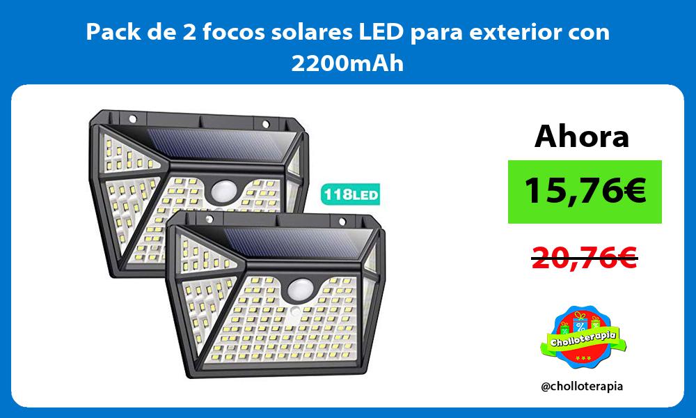 Pack de 2 focos solares LED para exterior con 2200mAh