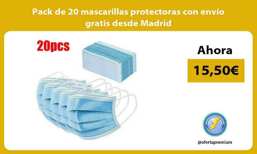 Pack de 20 mascarillas protectoras con envío gratis desde Madrid