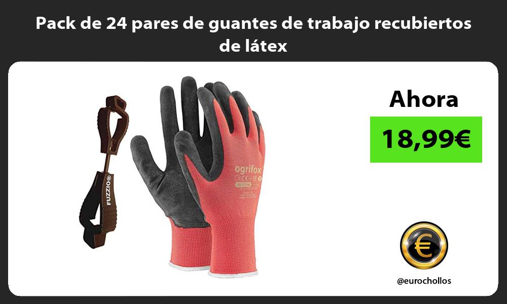 Pack de 24 pares de guantes de trabajo recubiertos de látex