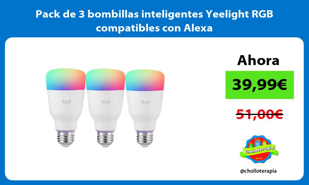 Pack de 3 bombillas inteligentes Yeelight RGB compatibles con Alexa