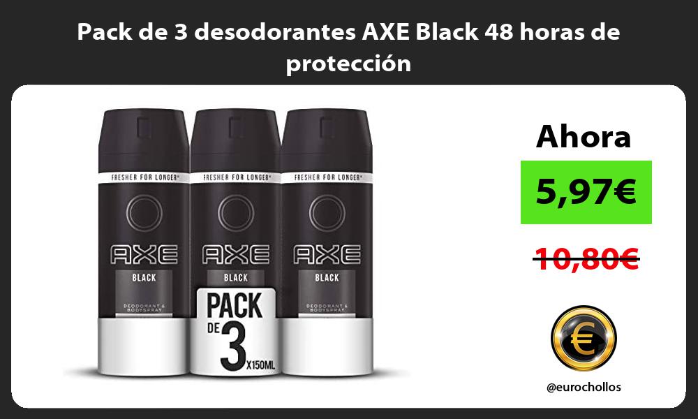 Pack de 3 desodorantes AXE Black 48 horas de protección