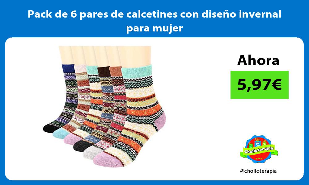 Pack de 6 pares de calcetines con diseño invernal para mujer