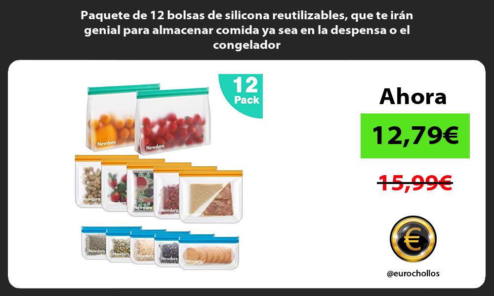 Paquete de 12 bolsas de silicona reutilizables que te irán genial para almacenar comida ya sea en la despensa o el congelador