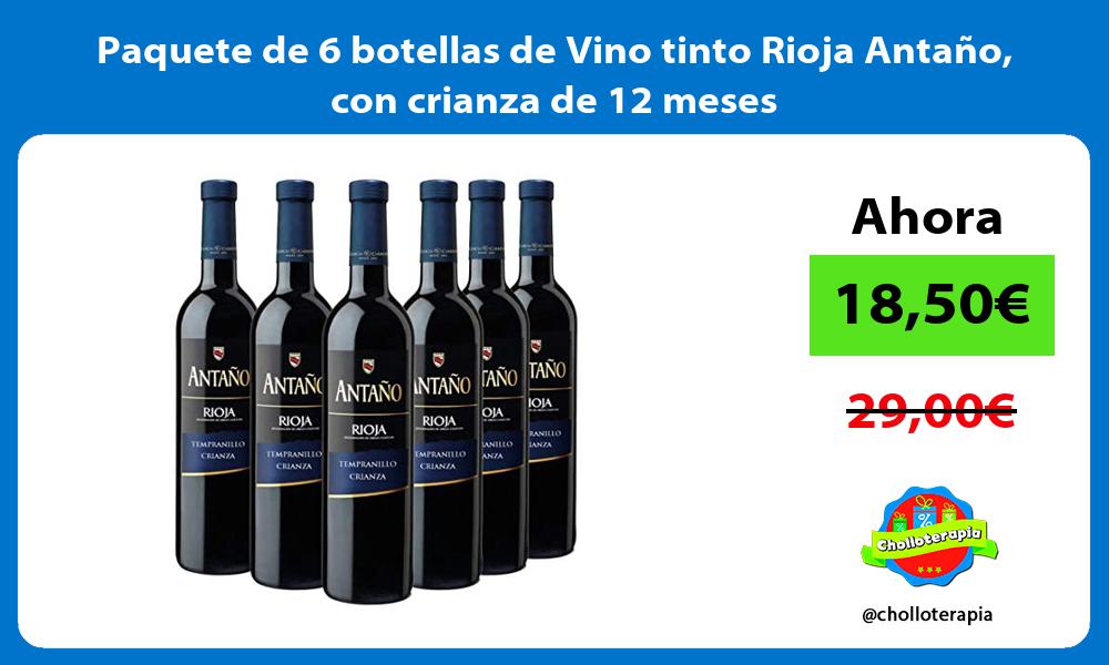 Paquete de 6 botellas de Vino tinto Rioja Antaño con crianza de 12 meses