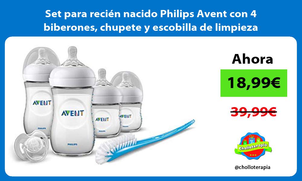 Set para recién nacido Philips Avent con 4 biberones chupete y escobilla de limpieza