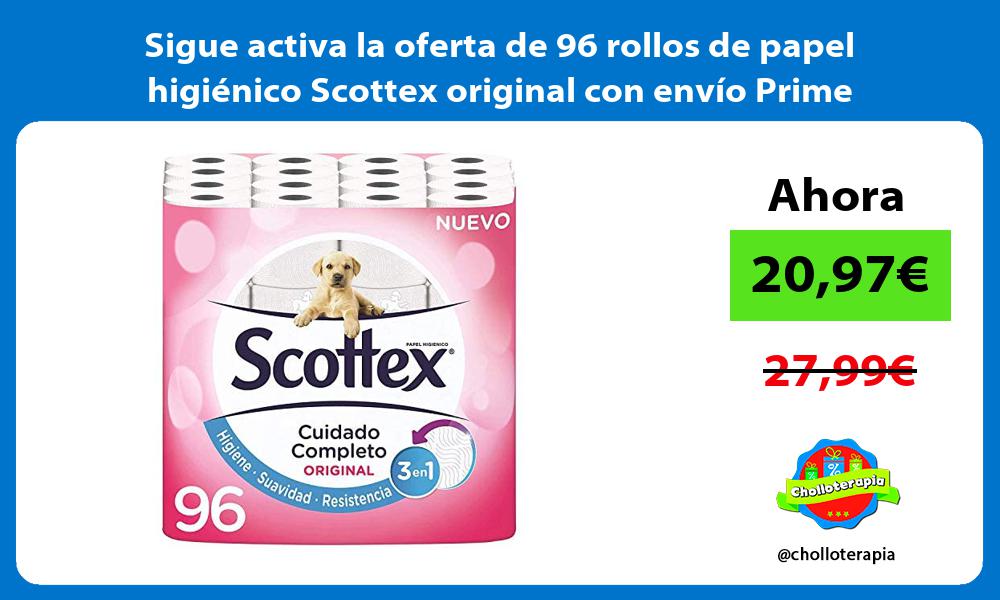 Sigue activa la oferta de 96 rollos de papel higiénico Scottex original con envío Prime