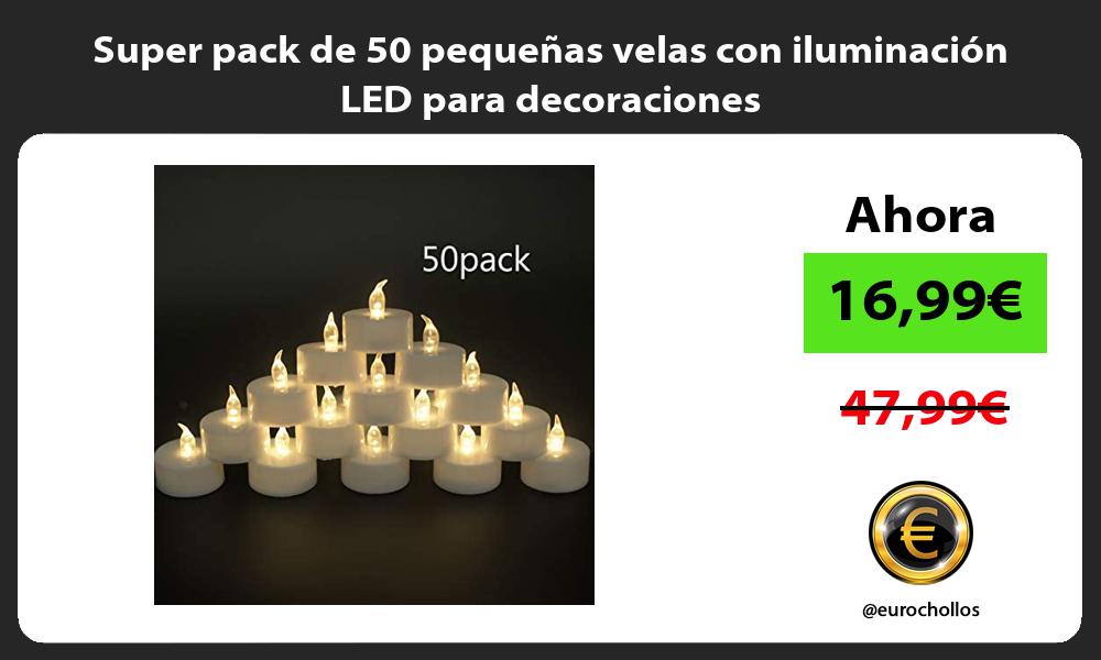 Super pack de 50 pequeñas velas con iluminación LED para decoraciones