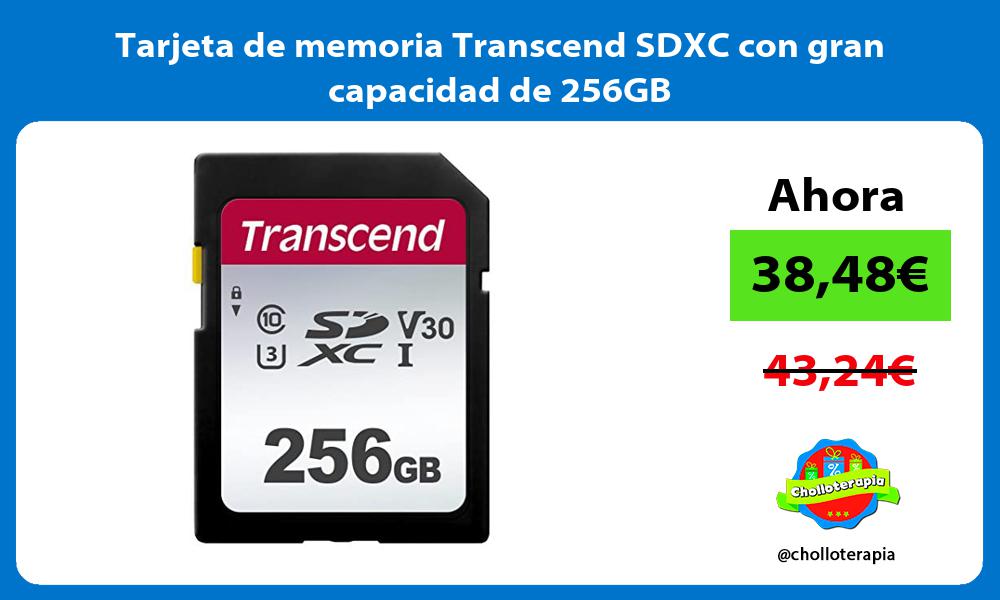 Tarjeta de memoria Transcend SDXC con gran capacidad de 256GB