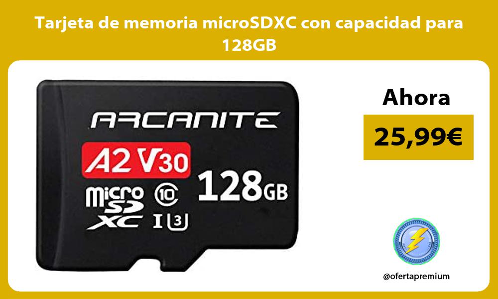Tarjeta de memoria microSDXC con capacidad para 128GB