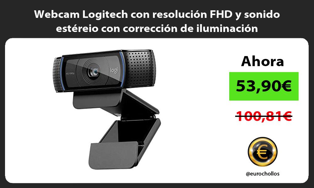 Webcam Logitech con resolución FHD y sonido estéreio con corrección de iluminación