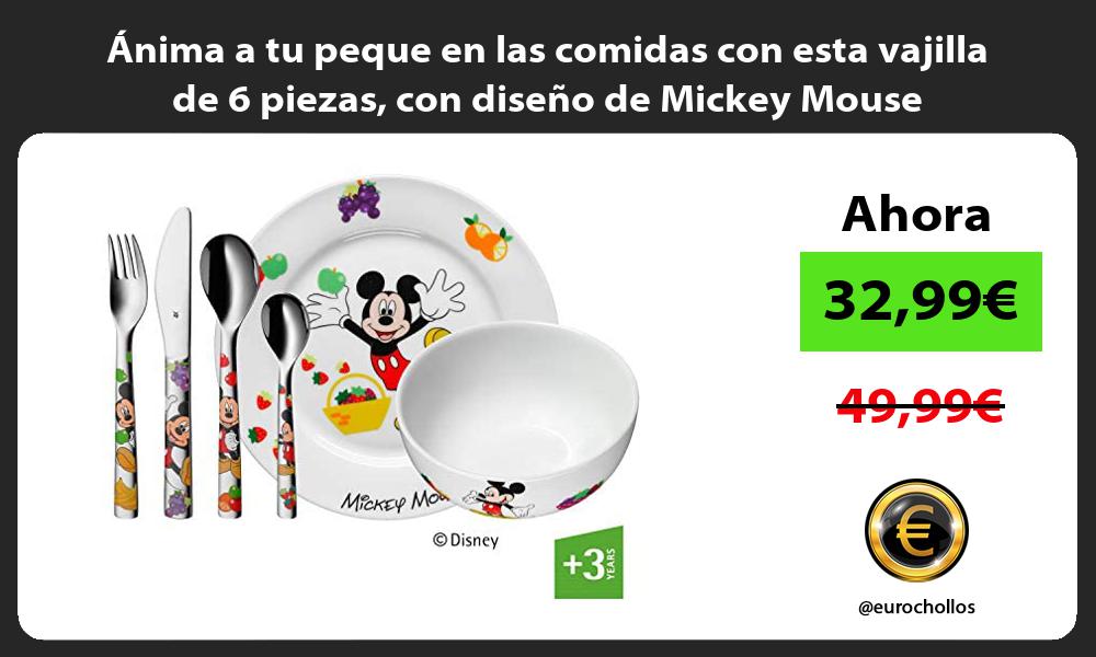 nima a tu peque en las comidas con esta vajilla de 6 piezas con diseño de Mickey Mouse