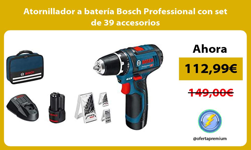 Atornillador a batería Bosch Professional con set de 39 accesorios