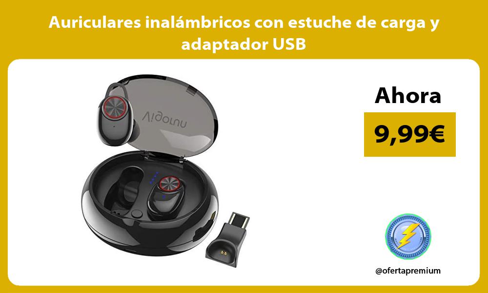 Auriculares inalámbricos con estuche de carga y adaptador USB