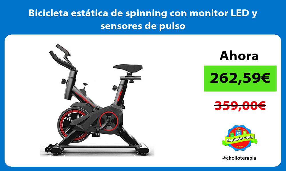 Bicicleta estática de spinning con monitor LED y sensores de pulso
