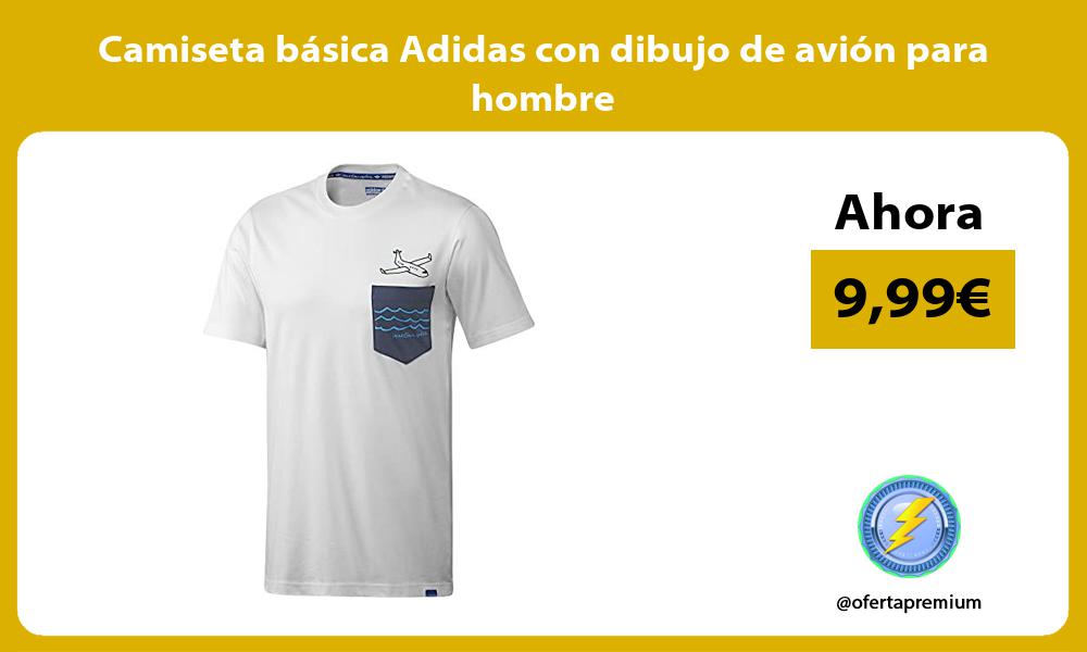 Camiseta básica Adidas con dibujo de avión para hombre