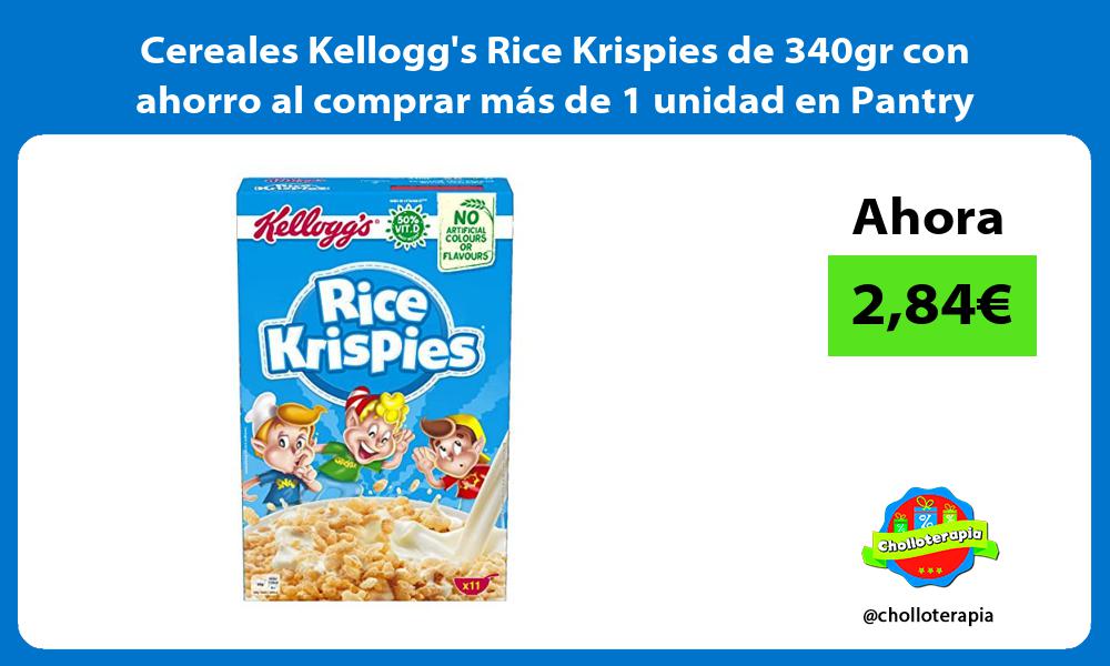 Cereales Kelloggs Rice Krispies de 340gr con ahorro al comprar más de 1 unidad en Pantry