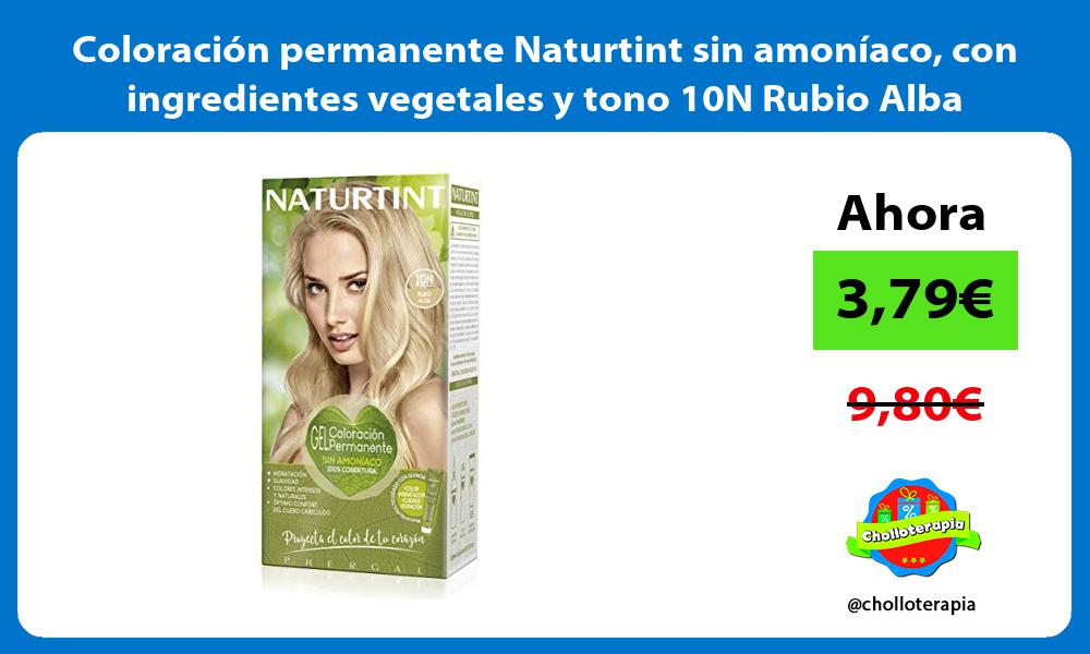 Coloración permanente Naturtint sin amoníaco con ingredientes vegetales y tono 10N Rubio Alba