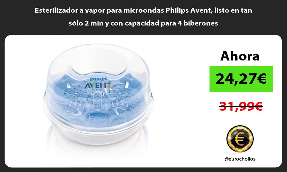 Esterilizador a vapor para microondas Philips Avent listo en tan sólo 2 min y con capacidad para 4 biberones
