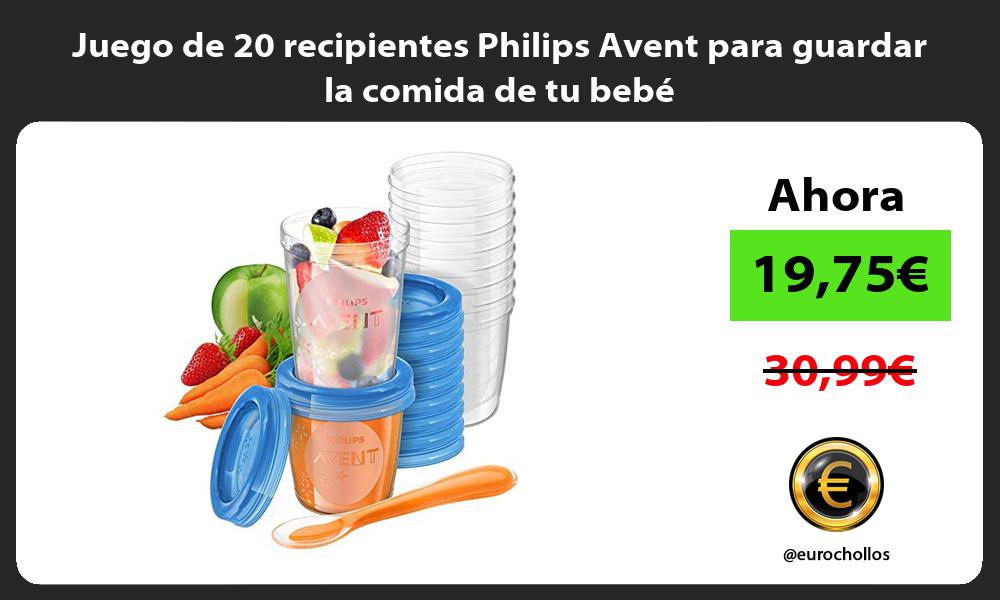 Juego de 20 recipientes Philips Avent para guardar la comida de tu bebé