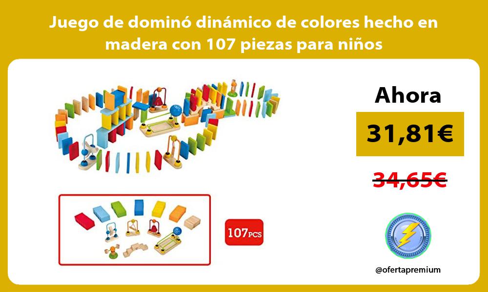Juego de dominó dinámico de colores hecho en madera con 107 piezas para niños