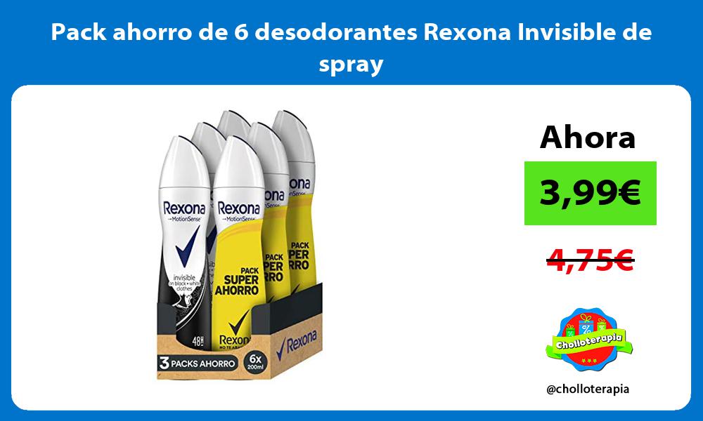 Pack ahorro de 6 desodorantes Rexona Invisible de spray