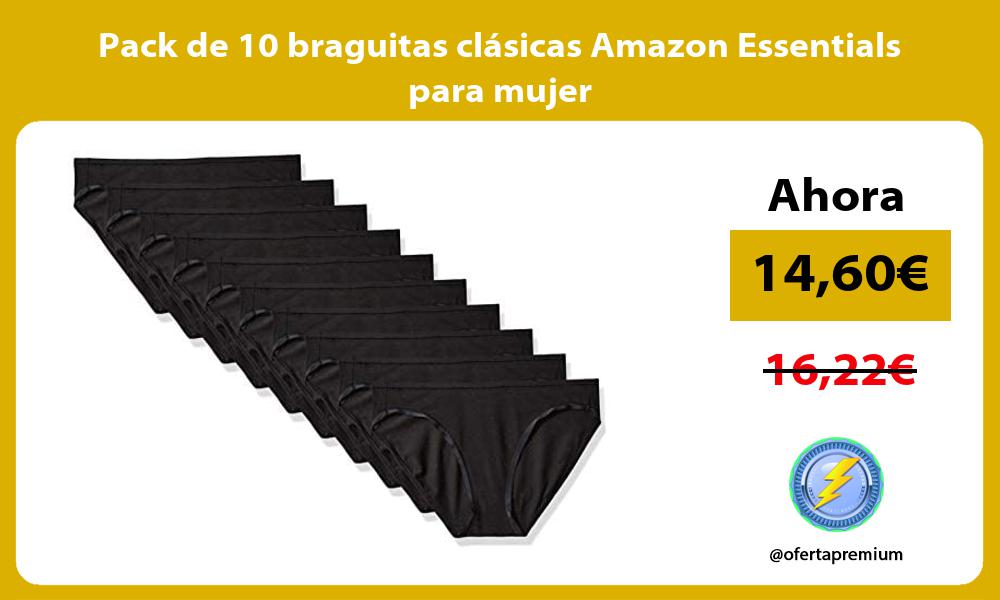 Pack de 10 braguitas clásicas Amazon Essentials para mujer