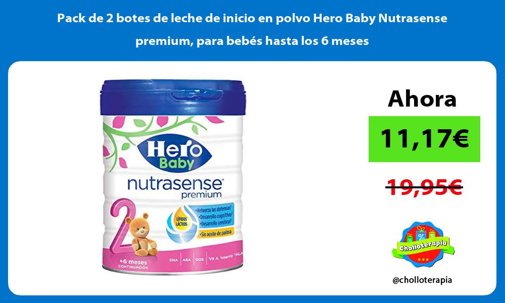 Pack de 2 botes de leche de inicio en polvo Hero Baby Nutrasense premium para bebés hasta los 6 meses