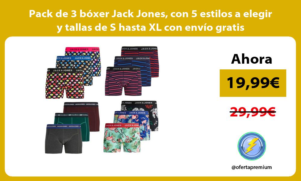 Pack de 3 bóxer Jack Jones con 5 estilos a elegir y tallas de S hasta XL con envío gratis