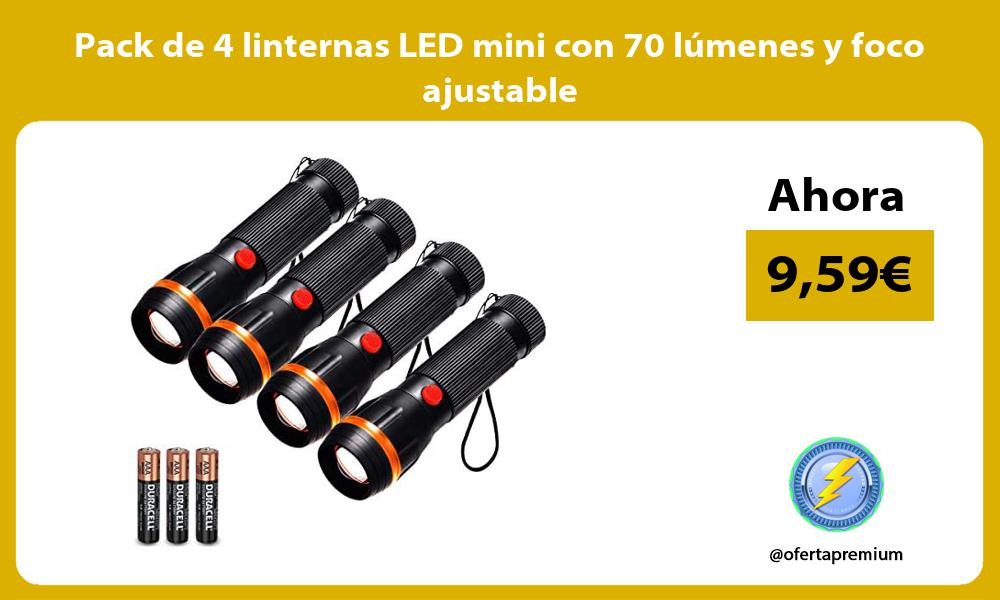 Pack de 4 linternas LED mini con 70 lúmenes y foco ajustable