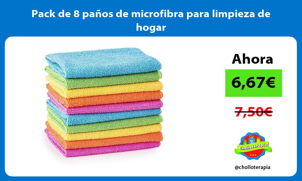Pack de 8 paños de microfibra para limpieza de hogar